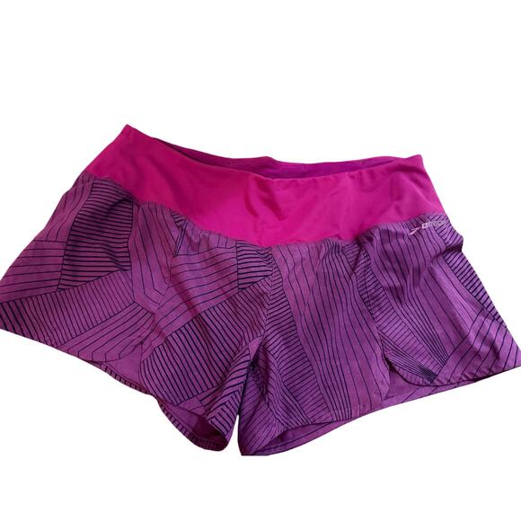 Brooks running shorts sz large pink purple design gym activewear workout - Picture 5 of 8